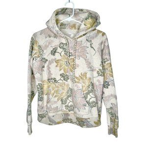 Fatherty Floral Hooded Sweatshirt Hoodie Fleece Size XS Flowers Oversize